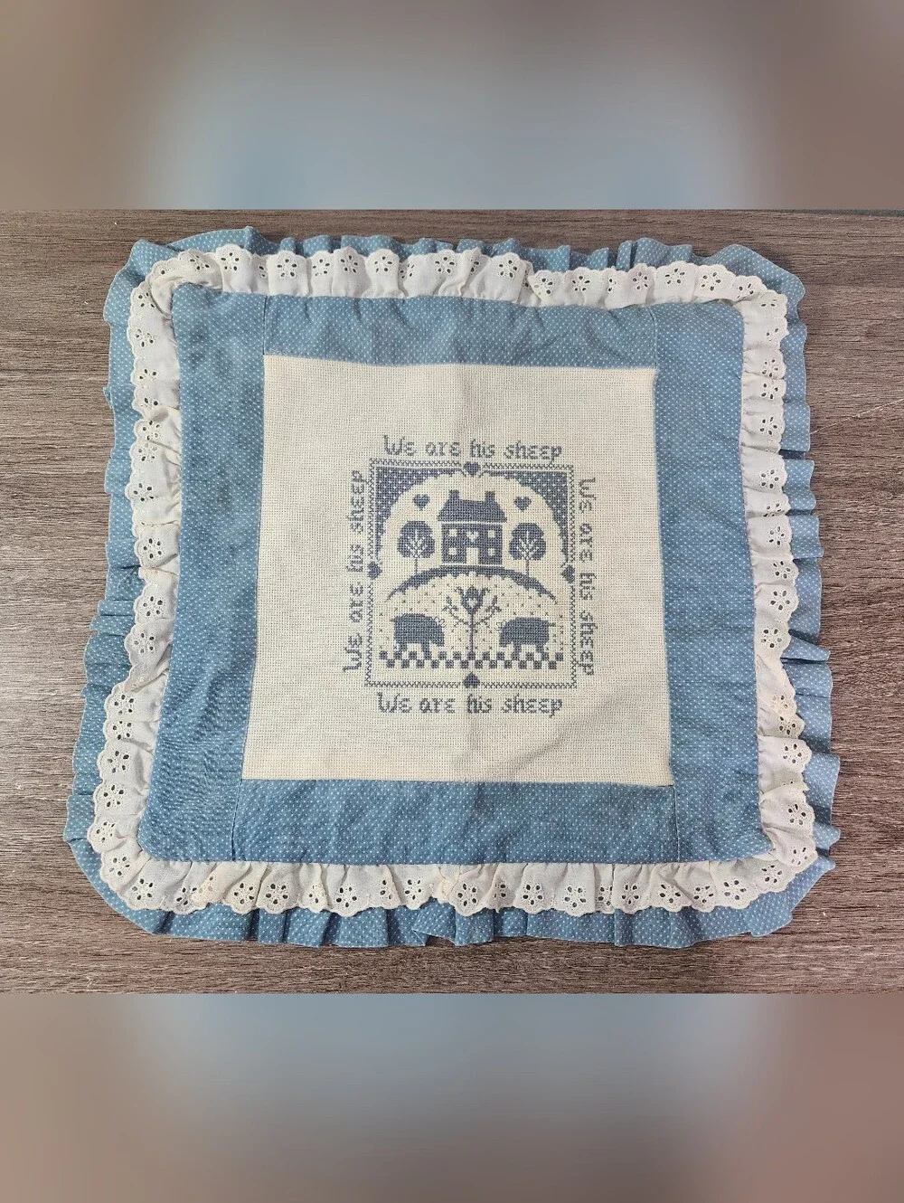 Vintage Handmade Cross Stitch Pillow Cover 
